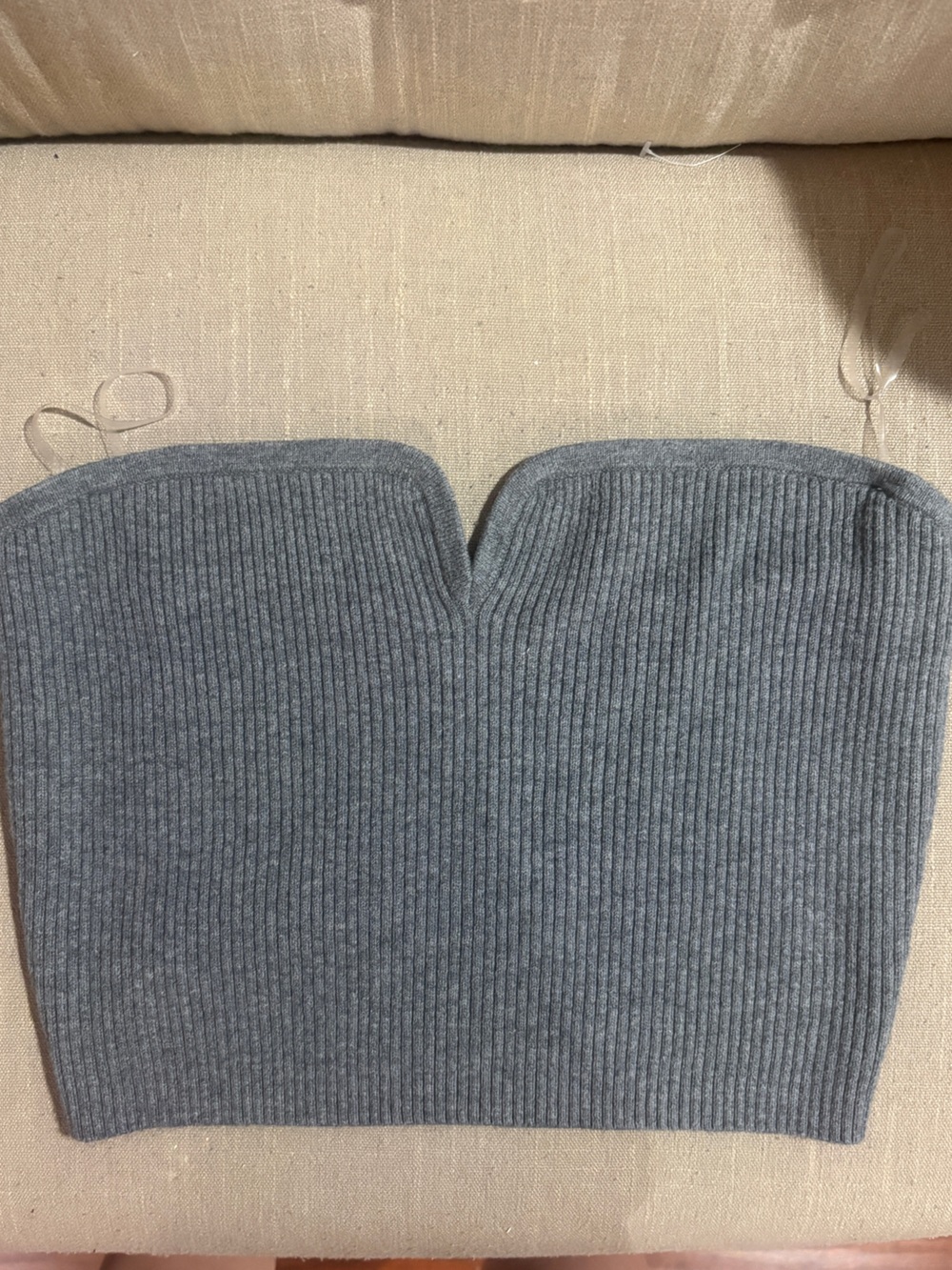 Ribbed Knit Strapless Top in Slate Blue